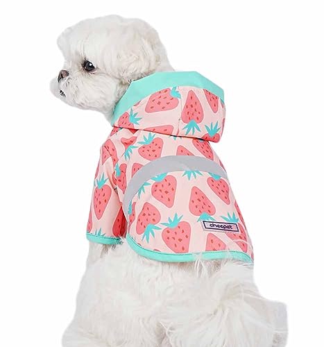 feiling Kleine Hund Regensjacke Gedruckt Regenmantel wasserdichte Haustier Reflektierend Bekleidung Mittelgroße Hunde (pink, 2XL) von feiling