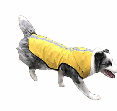 feiling Reflektierend Hunderegenmantel wasserdichte Hundeweste Haustier Regenmantel Hundejacke Outdoor für Kleine Mittelgroße und Große Hunde (gelb, 2XL) von feiling