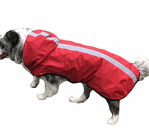 feiling Reflektierend Hunderegenmantel wasserdichte Hundeweste Haustier Regenmantel Hundejacke Outdoor für Kleine Mittelgroße und Große Hunde (rot, 3XL) von feiling