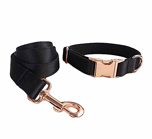 feiling Schwarz Hundeleine und Halsband Set Verstellbares Klickverschluss Hundehalsband Geflochten Hundführleine für Kleine Mittlere Große Hunde Welpen Halskette Hundeband (schwarz, S) von feiling