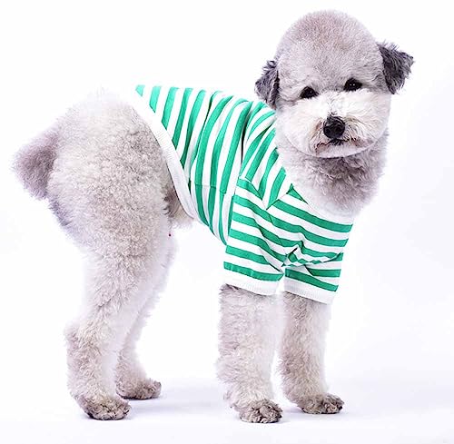 feiling Streifen Hundeshirt Kleine Hunde Welpen T-Shirt Atmungsaktiv Hundekostüm Katzen Shirts Frühjahr Herbst Mittlere Hunde Bekleidung (grün, XL) von feiling