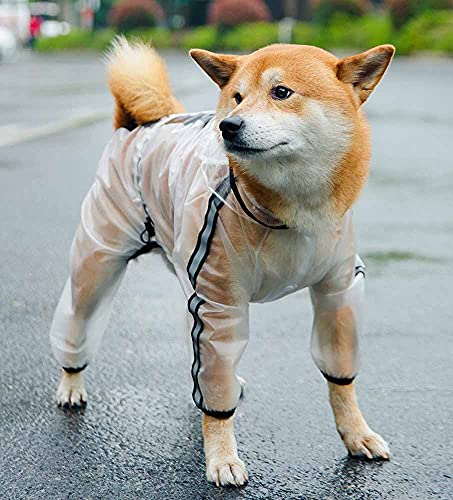 feiling Transparenten Hunderegenmantel Reflektierend Regensjacke 4-Beine Hundejacke Regenmantel für Kleine Mittelgroße und Große Hunde (Weiß, 2XL) von feiling