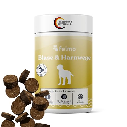 FELMO Blasen- & Harnwege-Snacks für Hunde - ca. 70 Leckerlis zur Unterstützung der Blasenfunktion bei Blasenschwäche und Blasen- Reizung sowie Inkontinenz - Getreide- und zuckerfrei von felmo