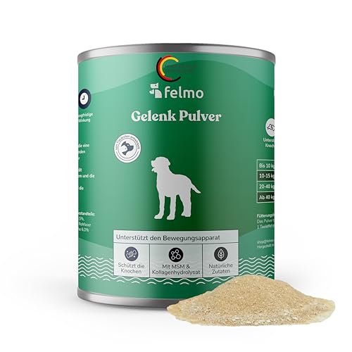 felmo Gelenk Pulver für Hunde (200g) Unterstützt den Bewegungsapparat deines Hundes durch Kollagen und Bierhefe –- Getreide- und zuckerfrei von felmo