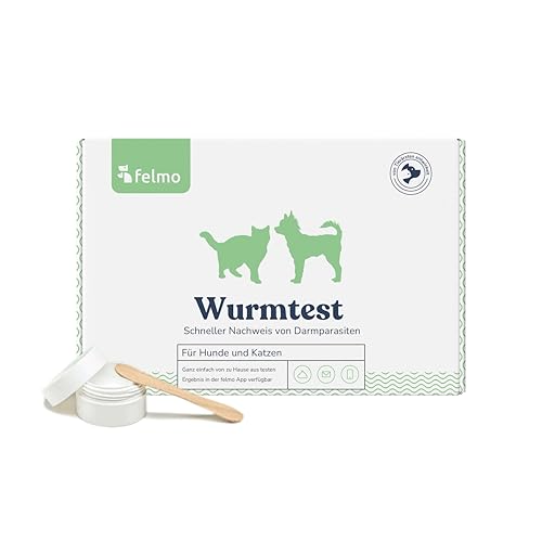 Felmo Wurmtest-Kit für Hunde & Katzen – Teste auf Darmparasiten wie Haken-, Peitschen-, Spulwürmer und Giardien. Spare Zeit: Kein Tierarztbesuch nötig. Sicheres Ergebnis aus dem Labor in 2-3 Werktagen von felmo