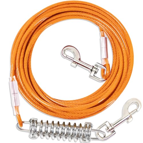 Hofleine Für Hunde mit Stoßdämpfender,3-15m Hofleine Tie Out Leinen,Tie Out Cables Für Hunde Hofleine(Orange,6m) von fengco