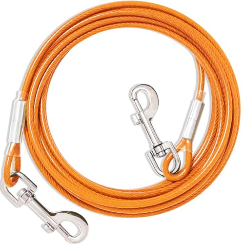 Tie Out Leinen Für Hunde,3/6/9/15m,Tie Out Cables Für Hunde Hofleine,Hofleine Für mittlere bis große Hunde(Orange,6m) von fengco