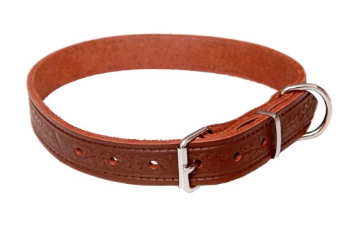 Hundehalsband, Leder, Eichblattdesign, 45cm x 18mm, Farbe: braun, TOP Qualität! von fifffi