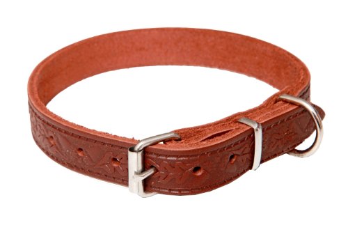 Hundehalsband, Leder, Eichblattdesign, 60cm x 22mm, Farbe: braun, TOP Qualität! von fifffi