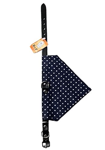 Hundehalsband mit Tuch, Tuchhalsband (Bandana), Leder, schwarz 40cm x 16mm von fifffi