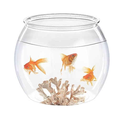 Fischschale, kleines goldenes Fisch-Aquarium, Efeu-Schalen aus Kunststoff, kleines rundes Fischaquarium für Betta-Fische, transparente Servierschalen, Mini-Fischbehälterschale für Tischbüros und von fiira