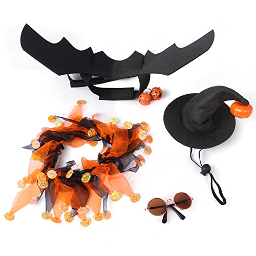 Halloween-Kostüm für Katzen | Halloween-Kostüm für Haustiere 4-teilig | Attraktive Kostüme für Haustiere, Kostüm-Set für Hunde und Katzen für Party Fiira von fiira