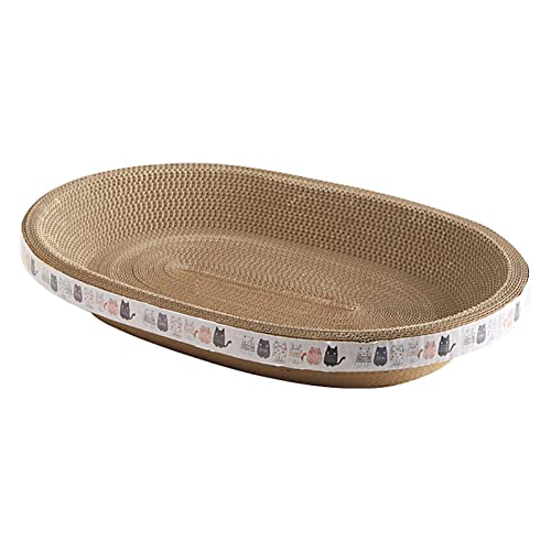 Katzenkratzpad, Oval Katzenkratzbrett, Wellpapier Katzenkratzschale, Kratzbrett, Hochdichte Katzenkratzer, Indoor Cat Cardboard Posts, Kratzbaum für Indoor Katzen Schlafen von fiira