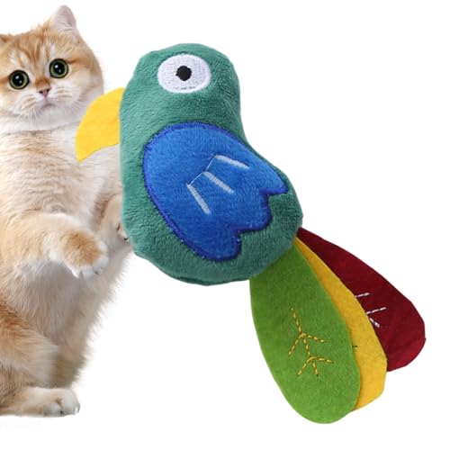 fiira Katzenminze Papagei | Papagei Kissen Spielzeug für Katzen - Kuh Design Kätzchen Zahnen Kauzubehör Katze Plüsch Kauspielzeug Zähne Schleifen Spielzeug von fiira