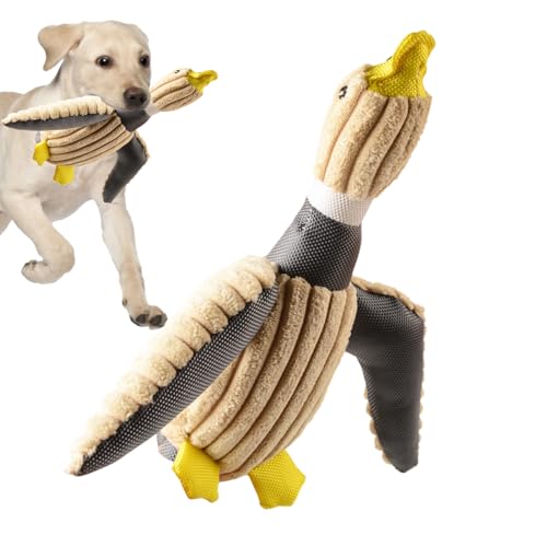 fiira Plüsch Ente Hundespielzeug, 2 in 1 Hund Kauspielzeug | Quacking Stockente Plüschtier, Quietschendes Hundespielzeug, Haustierbedarf für große mittelgroße Haustiere von fiira