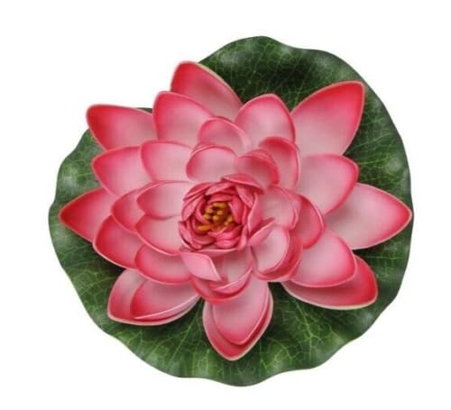 finehomegarden 2X Seerose schwimmend rosa Ø18cm Teich Garten künstlich Blüte Blume Kunstblume Miniteich von finehomegarden