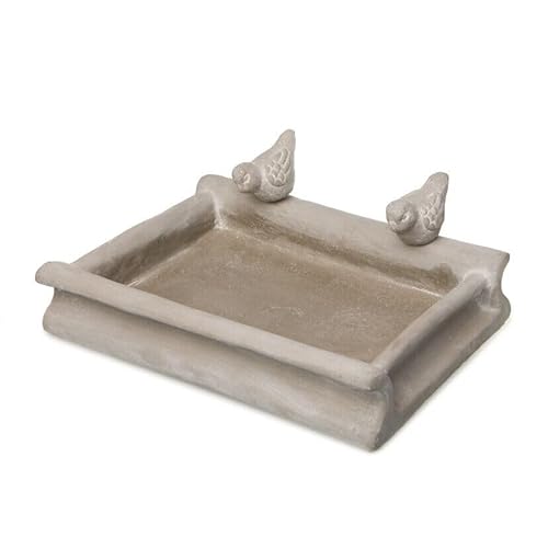 finehomegarden Vogelbad Vogeltränke Zement 19x26cm grau Bienen Futterstelle Garten Terrasse Deko von finehomegarden