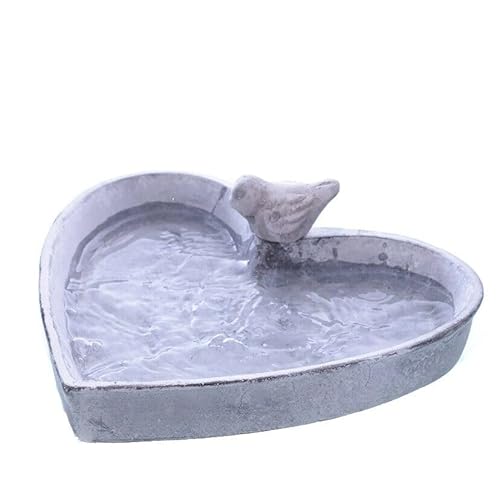 finehomegarden Vogelbad Vogeltränke Zement 25cm H4cm grau Bienen Futterstelle Terrasse Garten Herz Deko von finehomegarden