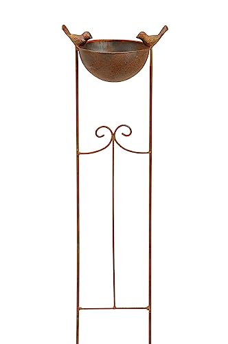 finehomegarden Vogeltränke Rankgitter Futterstelle Gartenstab Gartenstecker Rost farbend H76cm Garten Stecker Deko von finehomegarden