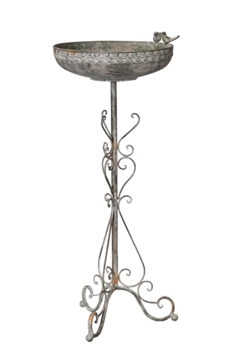 finehomegarden Vogeltränke Vogelbad Blumenständer Gartendeko Schale auf Fuß grün/braun Ø30cm H75cm / 29602 von finehomegarden