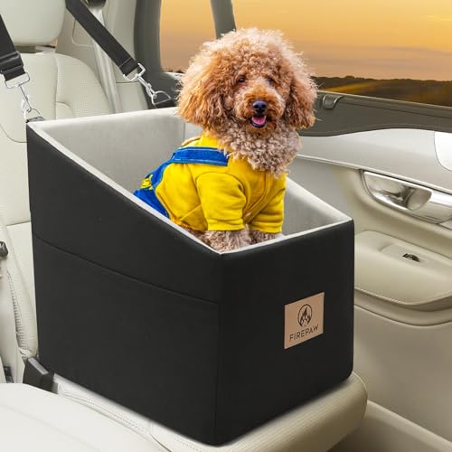 PAWBOSE Hunde-Autositz, Haustier-Autositz für kleine Hunde 25lbs, Babnehmbares und waschbares Hundeerhöhungssitz, Schwarz Reise-Hundebett mit Aufbewahrungstaschen, Car Dog von PAWBOSE