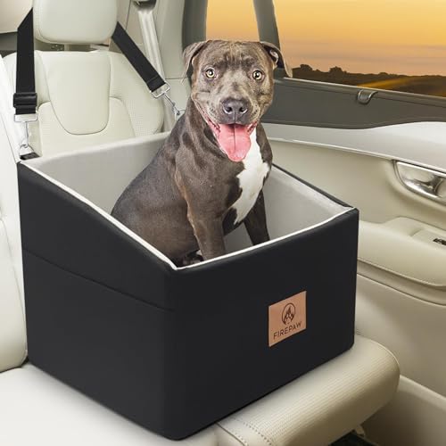 PAWBOSE Hunde Autositz, Hunde-Autobett für kleine bis mittlere Hunde, Abnehmbares und waschbares Haustier Autositz, Schwarz Hund Booster Autositz mit Hund Sicherheitsgurt, hundebett für Auto, Car Dog von PAWBOSE