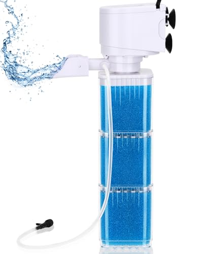 fishkeeper Aquarium-Stromfilter – Fischtank-Filter, Belüftung, verstellbar für 40 bis 100 Gallonen Tank, mehrstufiger Bio-Schwamm-Aquariumfilter für Filtration/Sauerstoffversorgung/Waveker/Zirkulation von fishkeeper