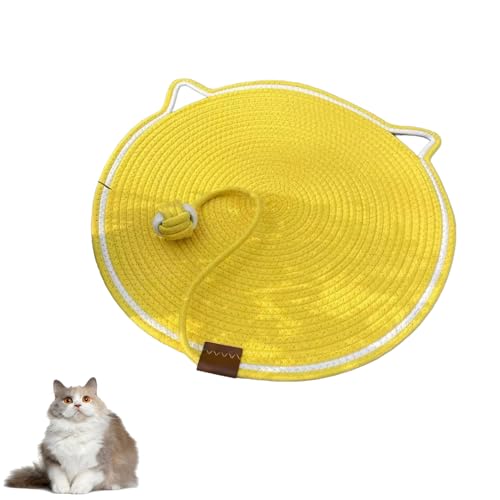 Celery Pets Dual Scratching Pad, Cat Scratching Mat Natural Cotton Rope Cat Scratching Pad, Celery Pets Cat Scratcher Mat, Large Size Cat Bed Cat Scratching Pad for Indoor Cats (Yellow,L) von fjaldjfu