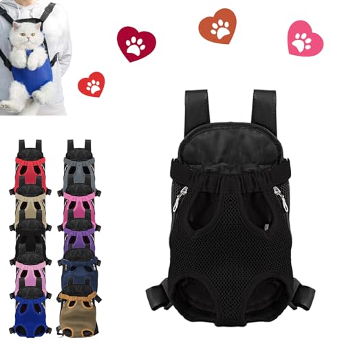 fjaldjfu Furry Pawsy Carrier, Furry Pawsy Cat Carrier, Furry Pawsy Cat Backpack, Pet Travel Carrier, for Dogs Cats Backpack Carrier for Hiking Cycling, Easy-fit Chest Carrier (S,Black) von fjaldjfu