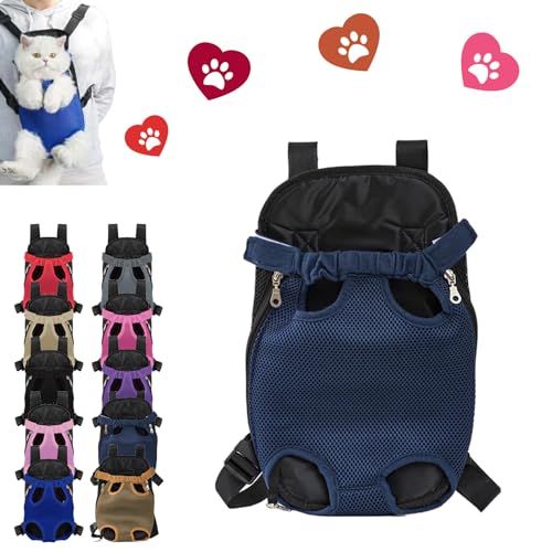 Furry Pawsy Carrier, Furry Pawsy Cat Carrier, Furry Pawsy Cat Backpack, Pet Travel Carrier, for Dogs Cats Backpack Carrier for Hiking Cycling, Easy-fit Chest Carrier (S,Deep-Blue) von fjaldjfu