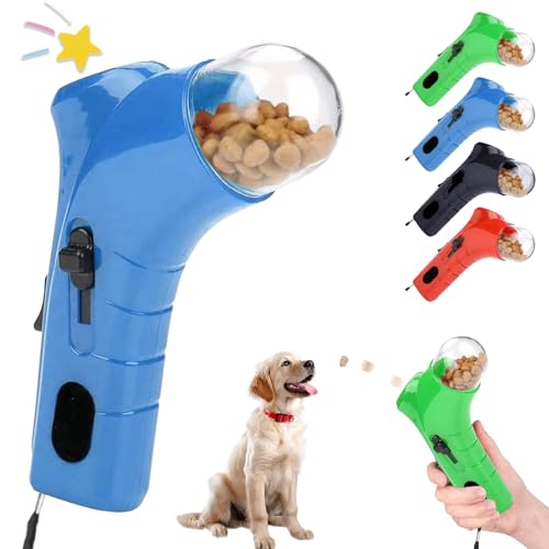 Katze behandeln Shooter, Haustier Hundefutter Katapult, Handheld Haustier Fütterung interaktives Spielzeug, behandeln Launcher für Katze Hund, interaktive Haustier Fütterung Spielzeug (Blau-B) von fjaldjfu