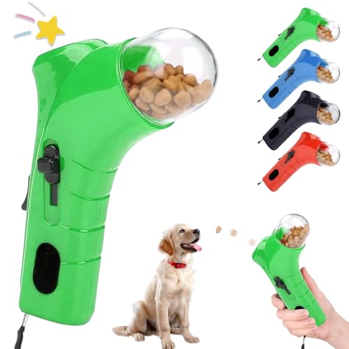 Katze behandeln Shooter, Haustier Hundefutter Katapult, Handheld Haustier Fütterung interaktives Spielzeug, behandeln Launcher für Katze Hund, interaktive Haustier Fütterung Spielzeug (Grün-C) von fjaldjfu