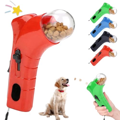 Katze behandeln Shooter, Haustier Hundefutter Katapult, Handheld Haustier Fütterung interaktives Spielzeug, behandeln Launcher für Katze Hund, interaktive Haustier Fütterung Spielzeug (Rot-D) von fjaldjfu