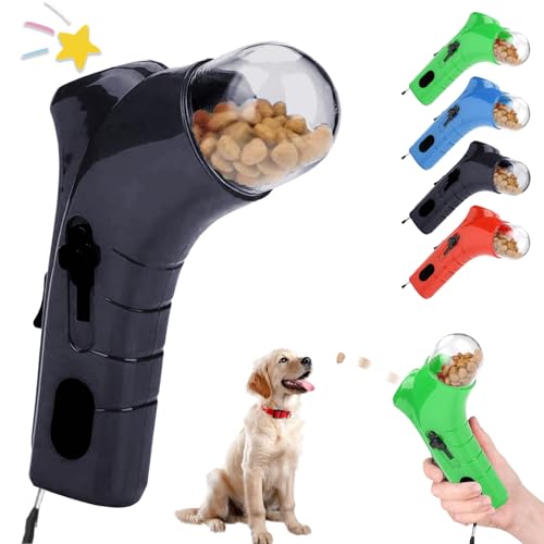 Katze behandeln Shooter, Haustier Hundefutter Katapult, Handheld Haustier Fütterung interaktives Spielzeug, behandeln Launcher für Katze Hund, interaktive Haustier Fütterung Spielzeug (Schwarz-A) von fjaldjfu