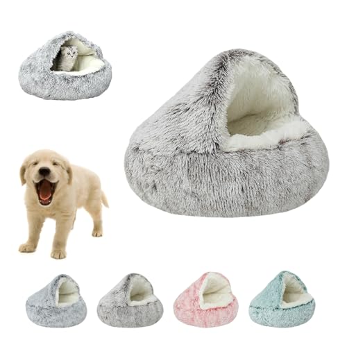 Lapcatz Nest Bed, Lapcatz Bed, Pursnug Cat Bed, Pursnug Cat Cave, Cat Bed Round Plush Fluffy Hooded Calming Cat Bed Cave can Washable, Removable Washable Non Slip Bottom (15.6in,Furry-Coffee) von fjaldjfu