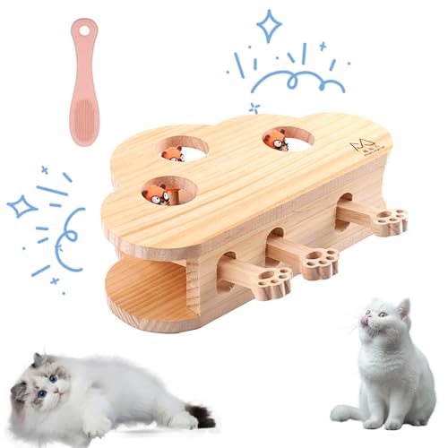 Miaofairy Cat Toy, Miaofairy Whack-a-Mole 3-in-1 Cat Scratcher and Toy, Whack-a-Mole Solid Wood Toys for Indoor Cats, Interactive Cat Toys for Bored Indoor Adult Cats (1*Gopher) von fjaldjfu