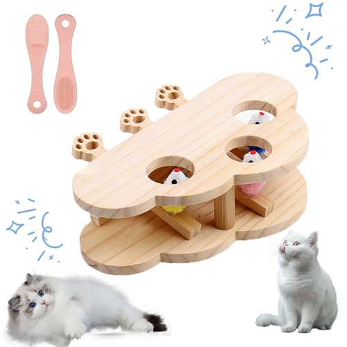 Miaofairy Cat Toy, Miaofairy Whack-a-Mole 3-in-1 Cat Scratcher and Toy, Whack-a-Mole Solid Wood Toys for Indoor Cats, Interactive Cat Toys for Bored Indoor Adult Cats (1*Mouse) von fjaldjfu