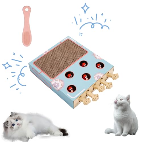 Miaofairy Cat Toy, Miaofairy Whack-a-Mole 3-in-1 Cat Scratcher and Toy, Whack-a-Mole Solid Wood Toys for Indoor Cats, Interactive Cat Toys for Bored Indoor Adult Cats (1*Scrutch) von fjaldjfu