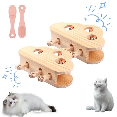 Miaofairy Cat Toy, Miaofairy Whack-a-Mole 3-in-1 Cat Scratcher and Toy, Whack-a-Mole Solid Wood Toys for Indoor Cats, Interactive Cat Toys for Bored Indoor Adult Cats (2*Gopher) von fjaldjfu