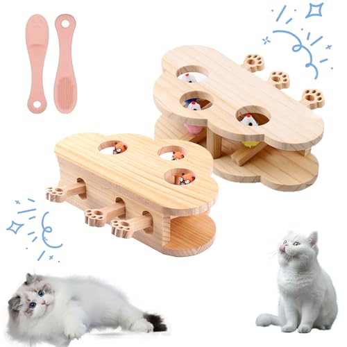 Miaofairy Cat Toy, Miaofairy Whack-a-Mole 3-in-1 Cat Scratcher and Toy, Whack-a-Mole Solid Wood Toys for Indoor Cats, Interactive Cat Toys for Bored Indoor Adult Cats (Mouse+Gopher) von fjaldjfu