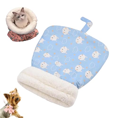 fjaldjfu Cat Winter Sleeping Bag, 2025 New Cat Sleeping Bag for Cat Winter Sleeping 360° Wrap, Soft Plush Large Cat Sack Self Warm Cat Bed for Winter, Cosy Pet Snuggle Sack for Cats (Blue) von fjaldjfu