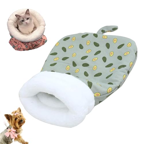 fjaldjfu Cat Winter Sleeping Bag, 2025 New Cat Sleeping Bag for Cat Winter Sleeping 360° Wrap, Soft Plush Large Cat Sack Self Warm Cat Bed for Winter, Cosy Pet Snuggle Sack for Cats (Green) von fjaldjfu