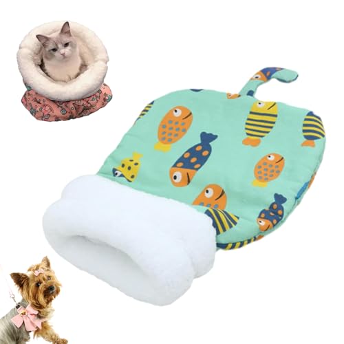 fjaldjfu Cat Winter Sleeping Bag, 2025 New Cat Sleeping Bag for Cat Winter Sleeping 360° Wrap, Soft Plush Large Cat Sack Self Warm Cat Bed for Winter, Cosy Pet Snuggle Sack for Cats (Mint) von fjaldjfu