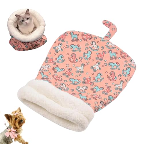 fjaldjfu Cat Winter Sleeping Bag, 2025 New Cat Sleeping Bag for Cat Winter Sleeping 360° Wrap, Soft Plush Large Cat Sack Self Warm Cat Bed for Winter, Cosy Pet Snuggle Sack for Cats (Pink) von fjaldjfu