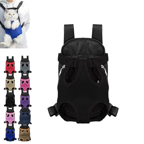 fjaldjfu Furry Pawsy Carrier, Furry Pawsy Cat Carrier, Furry Pawsy Cat Backpack, Pet Travel Carrier, for Dogs Cats Backpack Carrier for Hiking Cycling, Easy-fit Chest Carrier (L,Black) von fjaldjfu