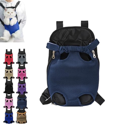 fjaldjfu Furry Pawsy Carrier, Furry Pawsy Cat Carrier, Furry Pawsy Cat Backpack, Pet Travel Carrier, for Dogs Cats Backpack Carrier for Hiking Cycling, Easy-fit Chest Carrier (L,Deep-Blue) von fjaldjfu