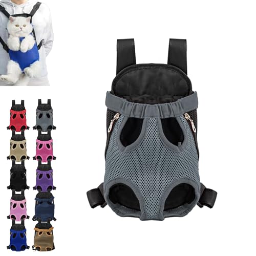 fjaldjfu Furry Pawsy Carrier, Furry Pawsy Cat Carrier, Furry Pawsy Cat Backpack, Pet Travel Carrier, for Dogs Cats Backpack Carrier for Hiking Cycling, Easy-fit Chest Carrier (L,Gray) von fjaldjfu