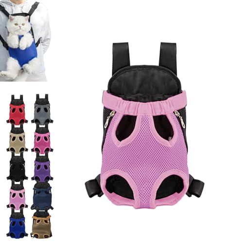 fjaldjfu Furry Pawsy Carrier, Furry Pawsy Cat Carrier, Furry Pawsy Cat Backpack, Pet Travel Carrier, for Dogs Cats Backpack Carrier for Hiking Cycling, Easy-fit Chest Carrier (L,Pink) von fjaldjfu