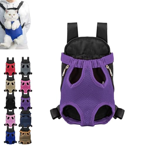 fjaldjfu Furry Pawsy Carrier, Furry Pawsy Cat Carrier, Furry Pawsy Cat Backpack, Pet Travel Carrier, for Dogs Cats Backpack Carrier for Hiking Cycling, Easy-fit Chest Carrier (L,Purple) von fjaldjfu