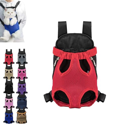 fjaldjfu Furry Pawsy Carrier, Furry Pawsy Cat Carrier, Furry Pawsy Cat Backpack, Pet Travel Carrier, for Dogs Cats Backpack Carrier for Hiking Cycling, Easy-fit Chest Carrier (L,Red) von fjaldjfu